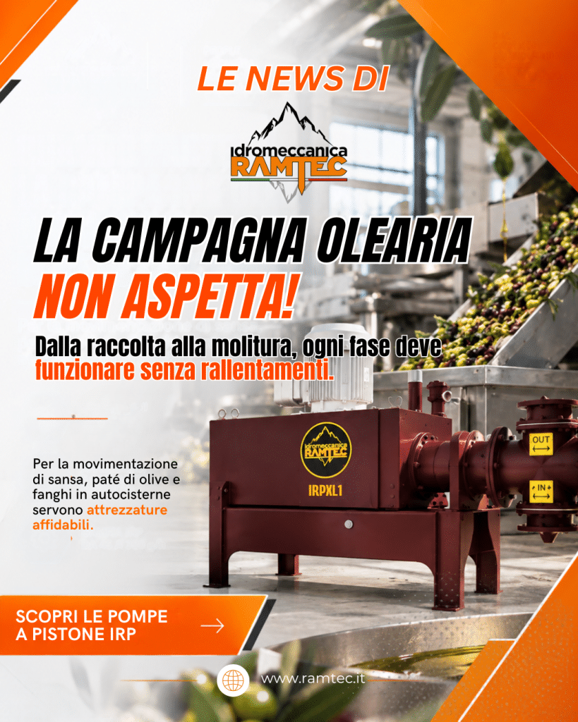 <strong>Pompe a pistone per frantoi: la soluzione Ramtec per la movimentazione della sansa</strong>
